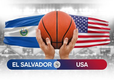 El Salvador, ABD milli basketbol takımlarına karşı basketbol topu yarışma kupası konsepti