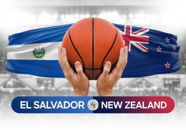 El Salvador, Yeni Zelanda 'ya karşı milli basketbol takımları basketbol topu yarışma kupası konsepti