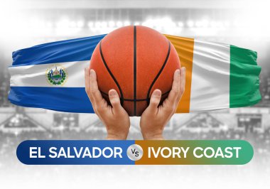 El Salvador, Fildişi Sahili Ulusal Basketbol Takımı 'na karşı basketbol topu yarışma kupası konsepti