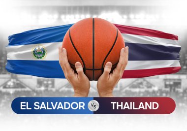 El Salvador, Tayland milli basketbol takımlarına karşı basketbol topu yarışma kupası konsepti