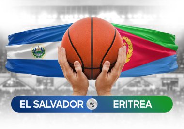 El Salvador Eritre 'ye karşı milli basketbol takımları basketbol topu yarışma kupası konsepti imajı