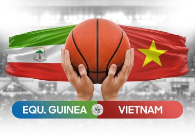 Ekvator Ginesi Vietnam 'a karşı milli basketbol takımları basketbol topu yarışma kupası konsepti