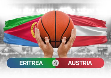 Eritrea Avusturya milli basketbol takımlarına karşı basketbol topu yarışma kupası konsepti imajı