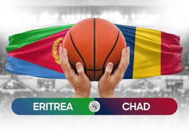 Eritrea, Chad 'e karşı ulusal basketbol takımları basketbol topu yarışma kupası konsepti imajı