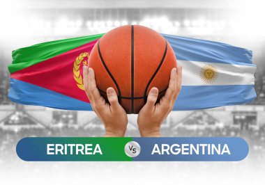 Eritrea Arjantin milli basketbol takımlarına karşı basketbol topu yarışma kupası konsepti imajı