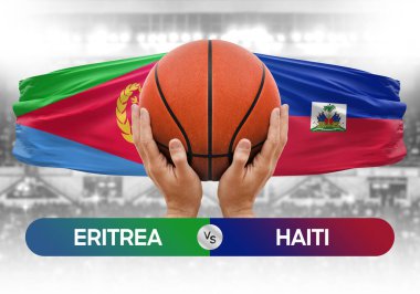 Eritrea, Haiti milli basketbol takımlarına karşı basketbol topu yarışma kupası konsepti