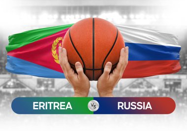 Eritrea, Rusya 'ya karşı milli basketbol takımları basketbol topu yarışma kupası konsepti imajı