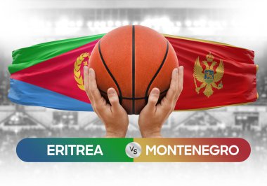 Eritrea, Karadağ milli basketbol takımlarına karşı basketbol topu yarışma kupası konsepti imajı