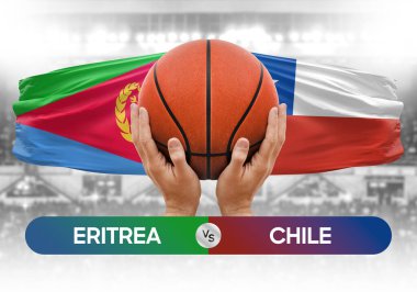 Eritrea Şili milli basketbol takımlarına karşı basket topu yarışma kupası konsepti imajı