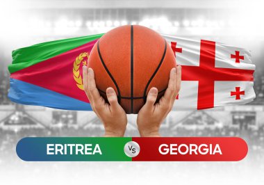 Eritrea, Gürcistan milli basketbol takımlarına karşı basketbol topu yarışma kupası konsepti imajı