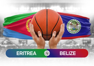 Eritrea, Belize 'ye karşı milli basketbol takımları basketbol topu yarışma kupası konsepti imajı