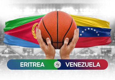 Eritre, Venezuela 'ya karşı milli basketbol takımları basketbol topu yarışma kupası konsepti imajı