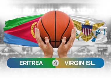 Eritrea, Virgin Adaları 'na karşı milli basketbol takımları basketbol topu yarışma kupası konsepti