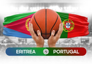 Eritrea, Portekiz milli basketbol takımlarına karşı basketbol topu yarışma kupası konsepti