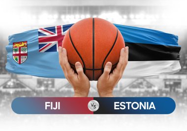 Fiji, Estonya 'ya karşı milli basketbol takımları basketbol kupası konsepti.