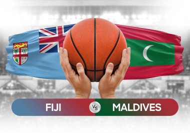 Fiji Maldivler 'e karşı milli basketbol takımları basketbol topu yarışma kupası konsepti