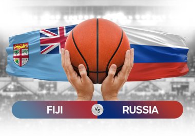 Fiji, Rusya 'ya karşı milli basketbol takımları basketbol kupası konsepti.