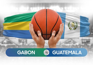 Gabon, Guatemala 'ya karşı milli basketbol takımları basketbol maçı kupası konsepti