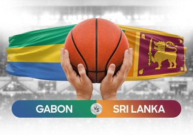 Gabon, Sri Lanka 'ya karşı milli basketbol takımları basketbol topu yarışma kupası konsepti