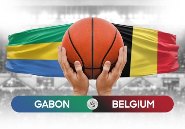 Gabon, Belçika 'ya karşı milli basketbol takımları basketbol topu yarışma kupası konsepti