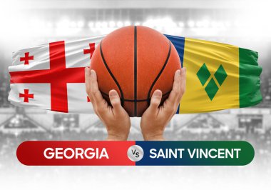 Georgia, Saint Vincent Grenadines 'e karşı milli basketbol takımları basketbol maçı kupası konsepti