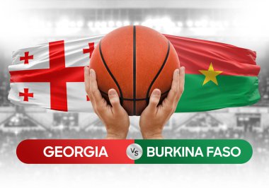 Georgia, Burkina Faso 'ya karşı milli basketbol takımları basketbol maçı kupası konsepti