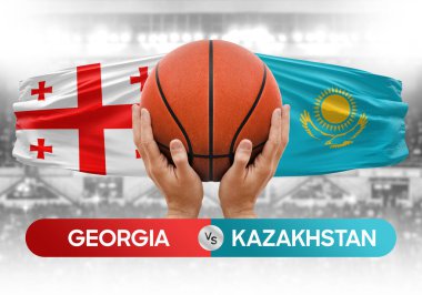 Gürcistan Kazakistan milli basketbol takımlarına karşı basketbol kupası konsepti