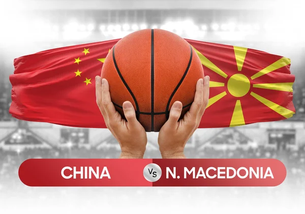 China vs North Macedonia national basketball teams basket ball match competition cup concept image