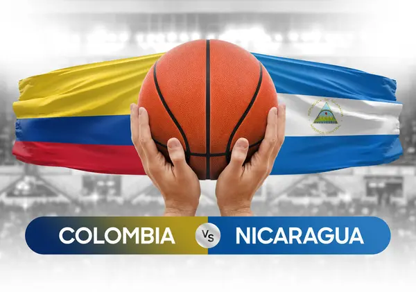 stock image Colombia vs Nicaragua national basketball teams basket ball match competition cup concept image