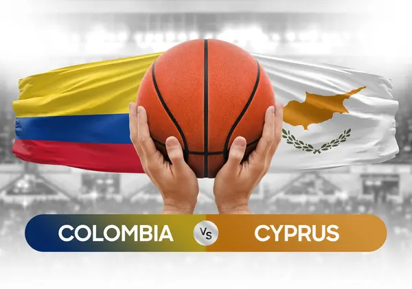 Colombia vs Cyprus national basketball teams basket ball match competition cup concept image