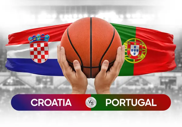 Croacia Portugal Selecciones Nacionales Baloncesto Baloncesto Partido Competición Copa Concepto — Foto de Stock