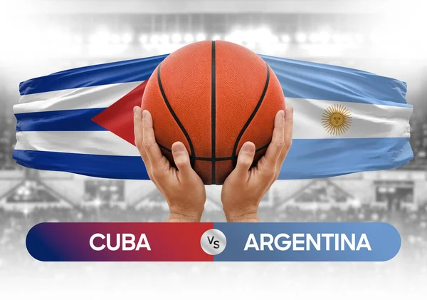 Κούβα Εναντίον Αργεντινής Εθνικές Ομάδες Μπάσκετ Μπάσκετ Μπάσκετ Αγώνα Κύπελλο — Φωτογραφία Αρχείου