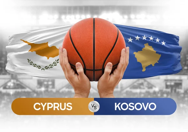 Cyprus vs Kosovo national basketball teams basket ball match competition cup concept image