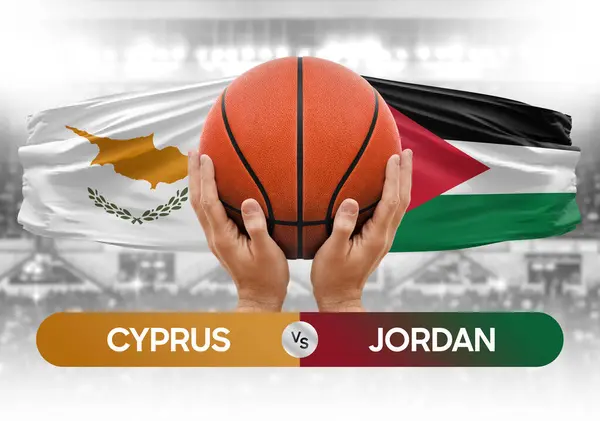 Cyprus vs Jordan national basketball teams basket ball match competition cup concept image