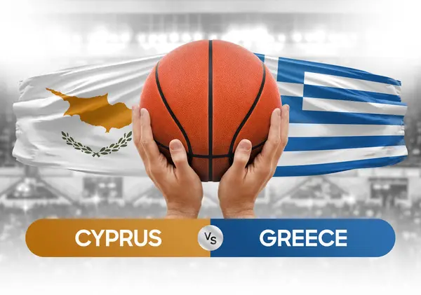 Cyprus vs Greece national basketball teams basket ball match competition cup concept image