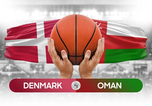 Denmark vs Oman national basketball teams basket ball match competition cup concept image