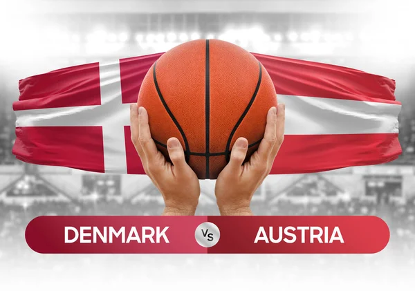 Denmark vs Austria national basketball teams basket ball match competition cup concept image