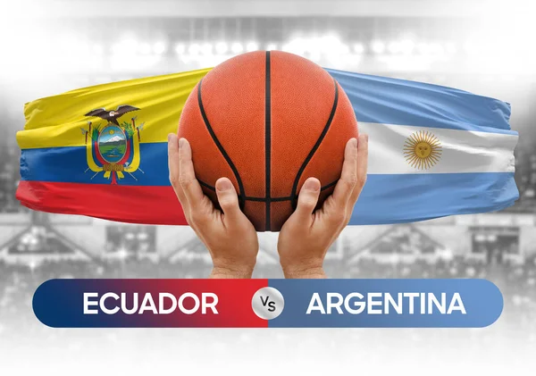Εκουαδόρ Εναντίον Αργεντινής Εθνικές Ομάδες Μπάσκετ Καλάθι Αγώνα Κύπελλο Αγώνα — Φωτογραφία Αρχείου