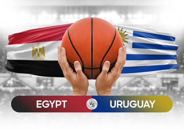 Egypt vs Uruguay national basketball teams basket ball match competition cup concept image