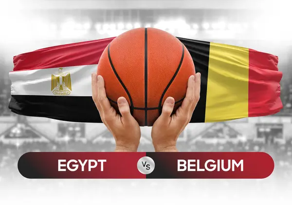 Egypt vs Belgium national basketball teams basket ball match competition cup concept image