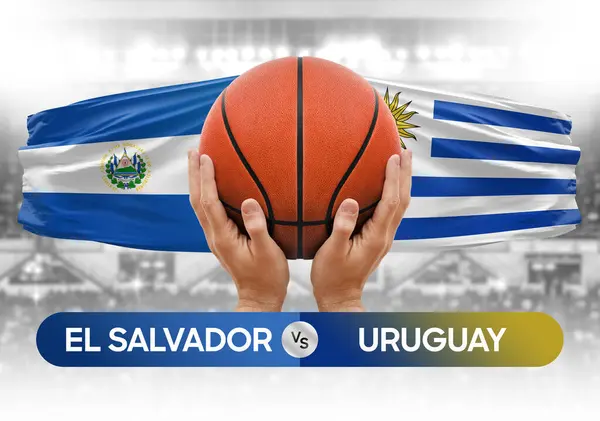 Σαλβαδόρ Εναντίον Ουρουγουάη Εθνικές Ομάδες Μπάσκετ Καλάθι Αγώνα Κύπελλο Αγώνα — Φωτογραφία Αρχείου