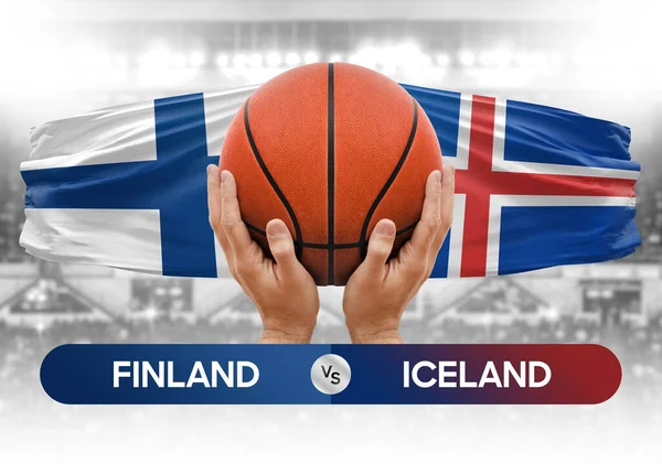 stock image Finland vs Iceland national basketball teams basket ball match competition cup concept image