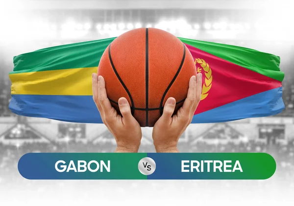 Gabon, Eritre 'ye karşı milli basketbol takımları basketbol topu yarışma kupası konsepti imajı