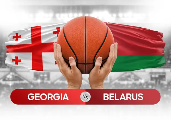 Georgia vs Belarus national basketball teams basket ball match competition cup concept image