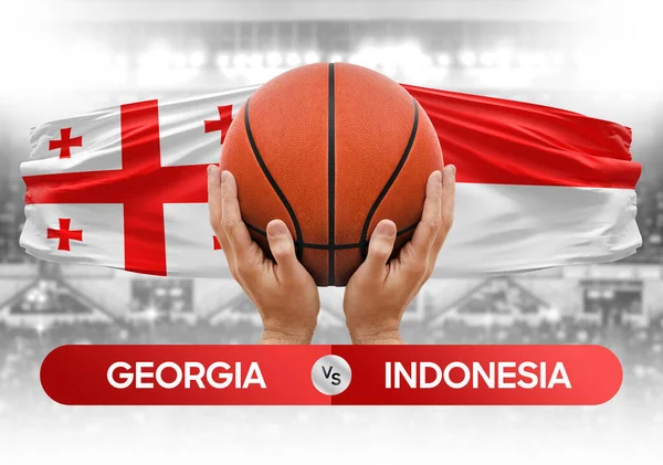 Georgia vs Indonesia national basketball teams basket ball match competition cup concept image