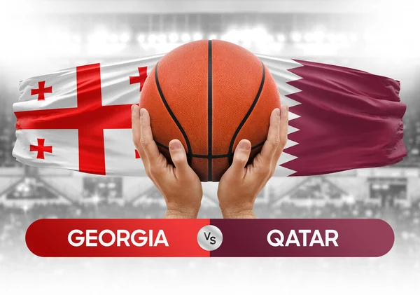 Georgia vs Qatar national basketball teams basket ball match competition cup concept image