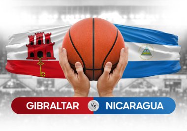 Gibraltar, Nikaragua Milli Basketbol Takımı 'na karşı basketbol topu yarışma kupası konsepti