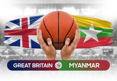 İngiltere, Myanmar Millî Basketbol Takımı 'na karşı basketbol topu yarışma kupası konsepti