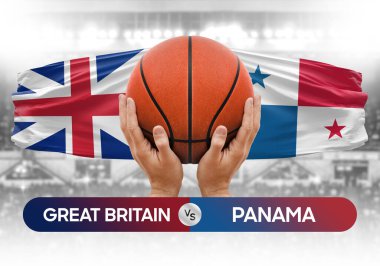 İngiltere Panama Millî Basketbol Takımı 'na karşı basketbol topu yarışma kupası konsepti