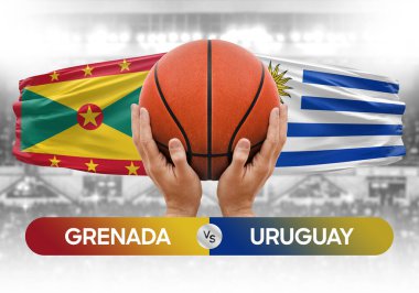 Grenada, Uruguay milli basketbol takımlarına karşı basketbol topu yarışma kupası konsepti